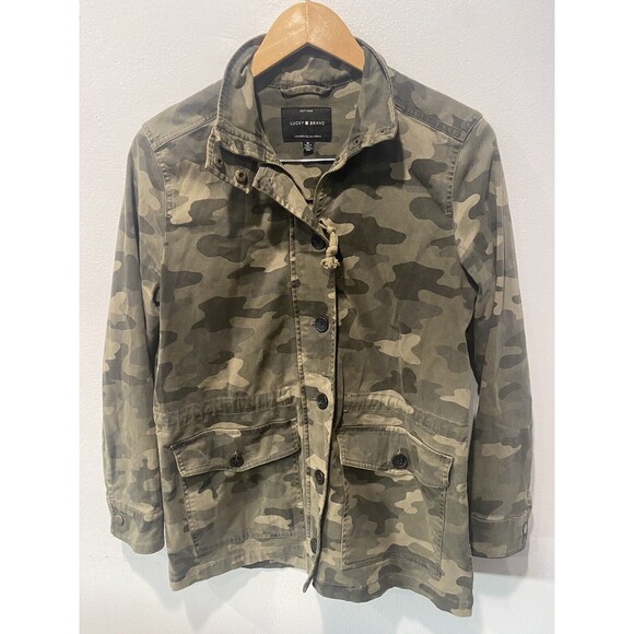 Lucky Brand Women's Long Sleeve Button Up Camo Printed Utility Jacket Sz Medium - Picture 4 of 6